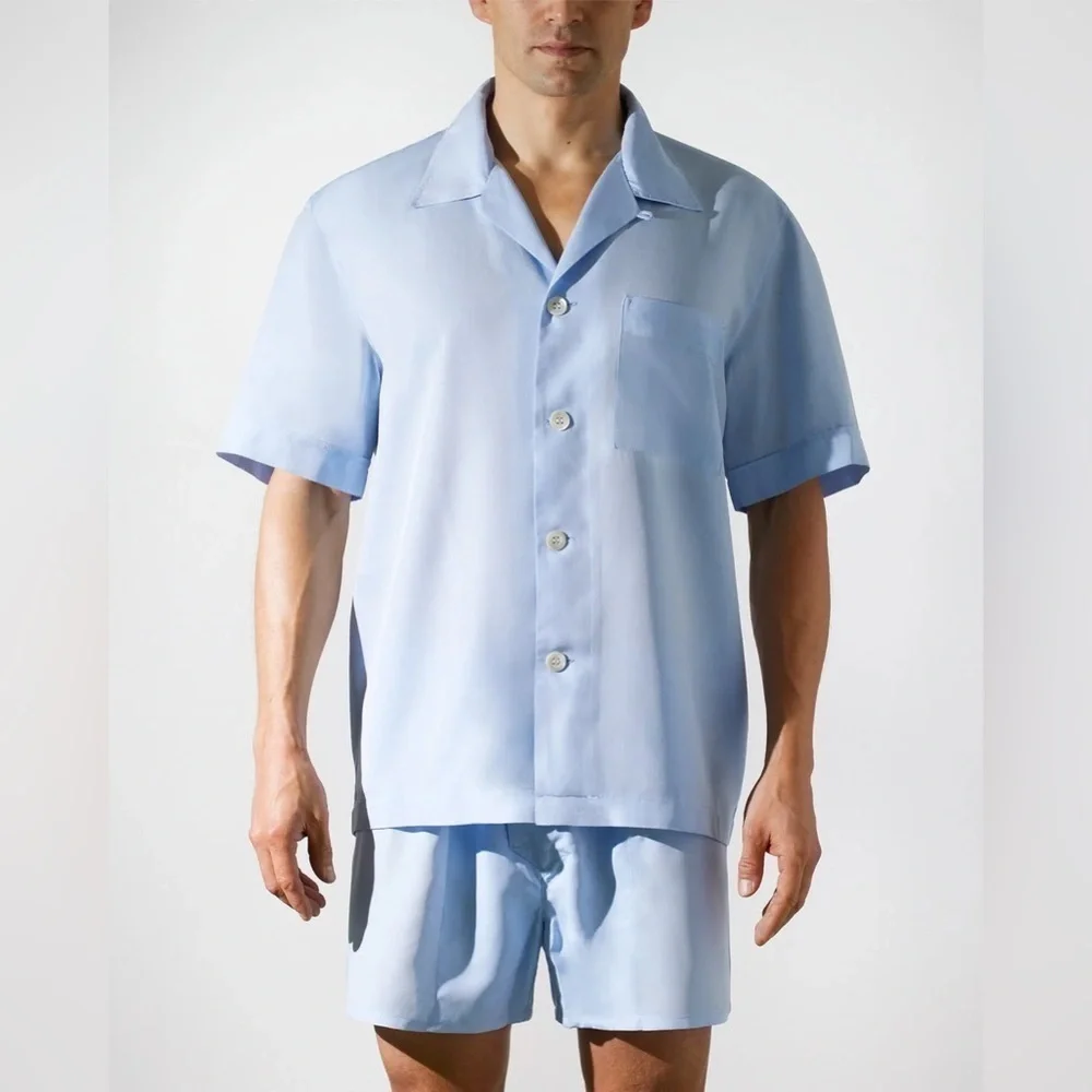 CDLP Woven Boxer Shorts Slim Sky Blue with elastic band $85
